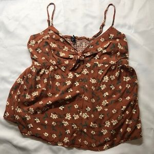 Zenobia Brown and Floral Flowy Tank, Size 2XL